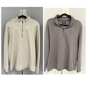 Lot of 2 Dockers Cream and Gray Quarter-Zip Pullover size large (both)
